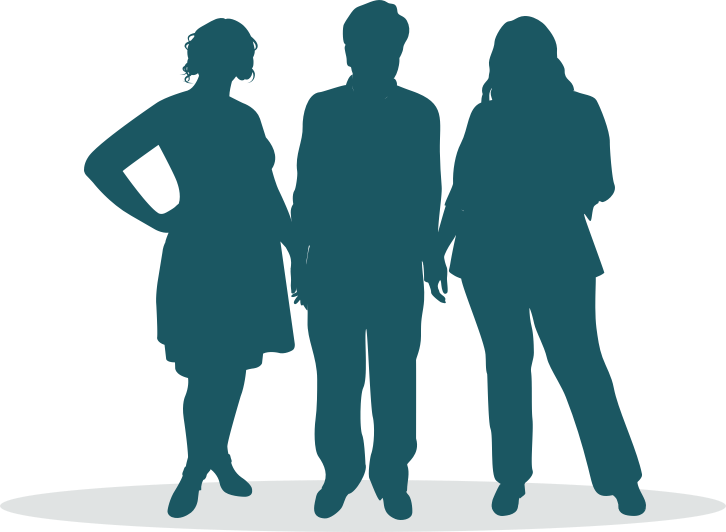 Graphic illustration of people silhouettes representing population weight diversity